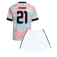 Camiseta Bélgica Timothy Castagne #21 Segunda Equipación Replica Mundial 2026 para niños mangas cortas (+ Pantalones cortos)